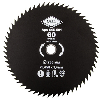 Диск для триммера DDE WOOD CUT 60 зубьев, 230 х 25,4 мм (толщина = 1,4 мм)