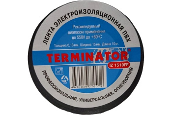 Изолента универсальная негорючая IZ 1510FR black 15мм*10м