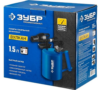Лампа паяльная ЗУБР  ВУЛКАН ВК-15, 1.5 л, стальной эжектор Профессионал (40652-1.5)