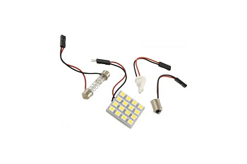 Площадка светодиодная 24V 16SMD (30x30mm) тепл белый (кмп 3 цоколя: ВА9s, Т-10, Т-11 унив)