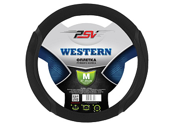 Оплетка руля PSV Western черная, серая (M)