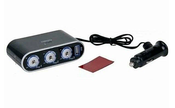 Разветвитель в прикуриватель WF0306 3 гнезда USB, WF0032 с тумблером