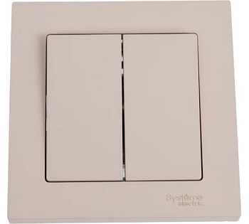 Выключатель двухклавишный AtlasDesign SE  в сборе песочный