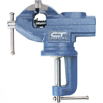 Тиски слесарные, настольные, поворотные, ширина рабочих губок 65мм, наковальня Сибртех