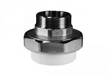 Муфта комб.разъём.(американка) с наружной резьбой  63x2" (16/2) (Valfex) БЕЛАЯ