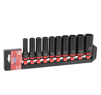 Набор головок торцевых ударных P.I.T. ADVANCE HSTL01-0010 (10шт, 1/2", HEX 10-24мм, 78мм, 42CrMo)