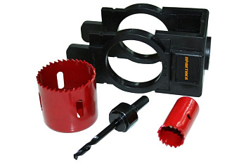 Набор для установки замков ПРАКТИКА с кондуктором (коронка 25мм, коронка 54мм)