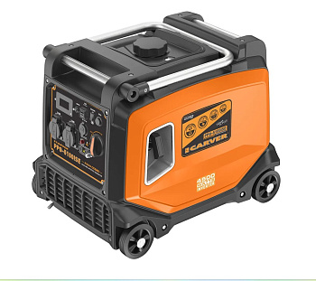 Генератор CARVER  PPG -5100ISE инвертор.(4/4,5 кВт, 220В,2 розетки,USB,диспл,колеса,э/старт) 12 шт/п