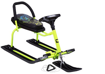 Снегокат  с высокой рамой и скл. спинкой БАРС (РАМА-ЖЕЛТЫЙ ЛЮМИНЕСЦЕНТНЫЙ)