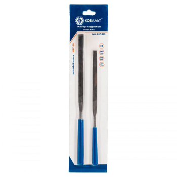 Набор надфилей КОБАЛЬТ плоских, №1, 140х3, 160х4мм