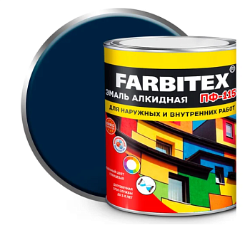 Эмаль алкидная ПФ-115 FARBITEX, синяя, 1,8кг