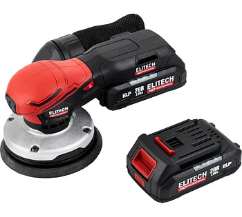 Шлифмашина эксцентриковая акк ELITECH COS 2012SL 20В,2х2.0Ач,ELP,ф125мм,4000-10000об/мин,ампл-2.5мм