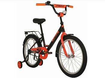 Велосипед FOXX 20" SIMPLE, черный, сталь, тормоз нож,Ю крылья багажник