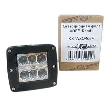 Фара противотуманная KS-WSQ406F "OFF - Road", 6 диодов х3W, 18W,рассеив.свет, 80*77*75мм шт