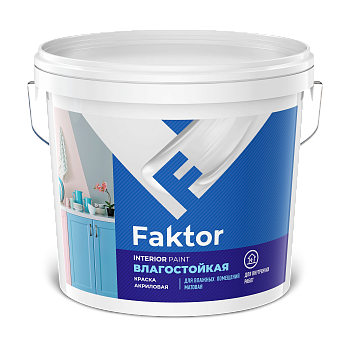Краска FAKTOR интерьерная влагостойкая, белая 6кг Краска FAKTOR интерьерная влагостойкая, белая 6кг