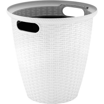 Кашпо напольное Rattan D 266мм/10 л с внутренним горшком 6 л, белоснежный жасмин