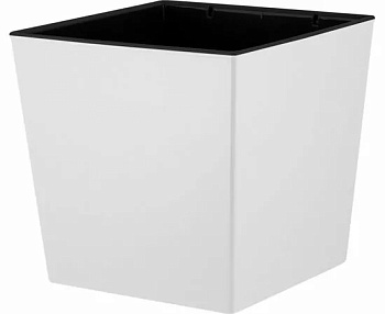 Горшок для цветов InGreen London CUBE 301 х 301 мм, 22 л c дренажной вставкой белоснежный жасмин