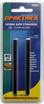 Нож для рубанка ПРАКТИКА 82х5,5мм, быстрорежущая сталь, (2шт)