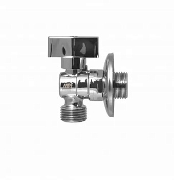 Кран шаровый угл. для подкл. стац. приб. с отраж. 1/2"х1/2" н/н (флажок сбоку), хром MPF, MP-У