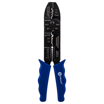 Электропассатижи КОБАЛЬТ 0,8-2,6 мм, обжим наконечников, кусачки, винторез, 230мм