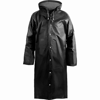 Дождевик-плащ EVA, черный, на кнопках, 110 мк, Komfi