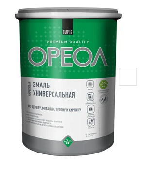 Эмаль акриловая "ОРЕОЛ" матовая белая (пластик) 0.9 кг
