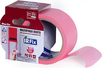 Лента малярная для деликатных поверхностей розовая 50мм х 25м IRFIX EXTRA
