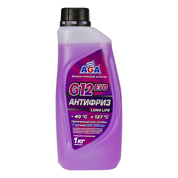 Антифриз AGA G12 evo, Long Life, фиолетовый, -40С, 1кг