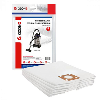 Мешки для пылесоса ПУЛЬСАР ПС 300. 5шт, синтетические, не боятся мокрой пыли, OZONE