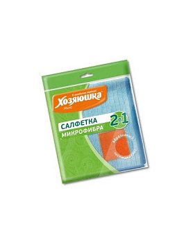 Салфетка "ХОЗЯЮШКА Мила" 2в1, микрофибра 250 гр/м2, 30*30 см., 1 шт.