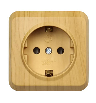 Розетка 1гн с з/к о/п светлое дерево "Юпитер" Smartbuy