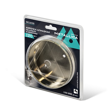 Коронка алмазная METALLICA Optima 120x55 мм, #80, по стеклу, плитке
