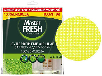 Салфетки супер-впитывающие для уборки Master FRESH (100% вискоза), 30*34см, 3 шт