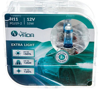 Лампа Н11 12V 55WEXTRA LIGHT +50% Plastic case-2шт Nord YADA