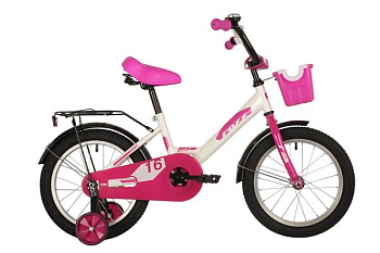 Велосипед FOXX 16" SIMPLE белый, сталь, тормоз нож, крылья, багажник, полная защ.цепи, передняя корз