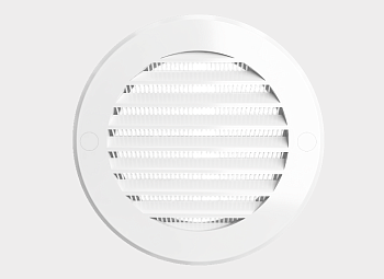 Решетка вентиляционная круглая с пластиковой сеткой D200 вытяжная АБС с фланцем D150