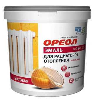 Эмаль "Ореол"  для радиаторов термостойкая для внутренних работ матовая белая 3 кг