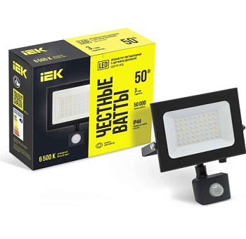 Прожектор светодиодный СДО 06-50Д 6500К IP54 с ДД черн. IEK LPDO602-50-65-K02