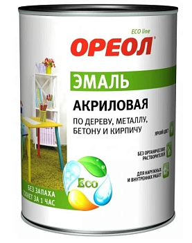Эмаль акриловая "ОРЕОЛ" глянцевая серая 1 кг