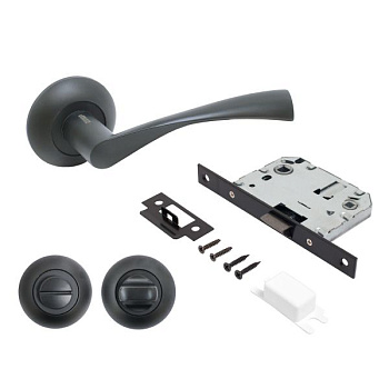 Комплект ручка и защ с фикс АЛЛЮР АРТ "ОСКАР" BL+L7050S BL+BK-R1 BL (13150/S7050) матовый черный