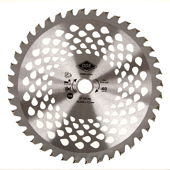 Диск для кустореза DDE WOOD CUT твердосплавный, 40 зубьев, 225 х 25,4/20 мм (толщина = 1,3 мм)