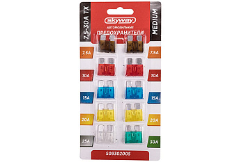 Предохранитель флажковый MEDIUM набор 10шт 7,5-30А блистер SKYWAY
