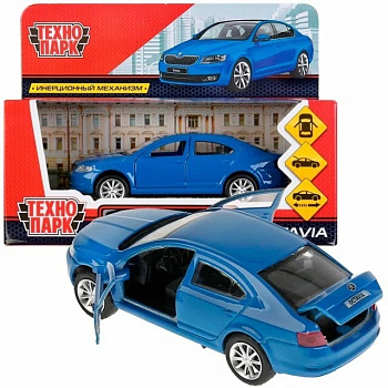 Машина металл SKODA OCTAVIA длина 12см, двери, багаж, инерц, синий