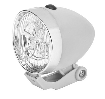 Фонарь JY-592 передний 3 светодиода серебристо-белый