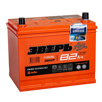 АКБ ЗВЕРЬ 6СТ 82-3-R 110D26L Азия (90Ah)