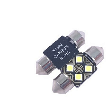 Лампа светодиодная 11-31 (SV8,5) белая, 4 SMD 3030 диода, биполярная, салонная 12V