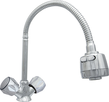 Смеситель елочка ЦС-СМ 12/1г К М_Глобо гибкий излив силикон BELL СЕРЫЙ