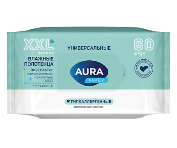 Полотенца влажные Big-Pack Aura Family 60шт