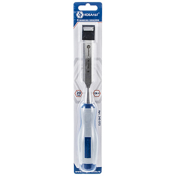 Стамеска плоская КОБАЛЬТ 20 х 140 мм, CR-V, двухкомпонентная рукоятка