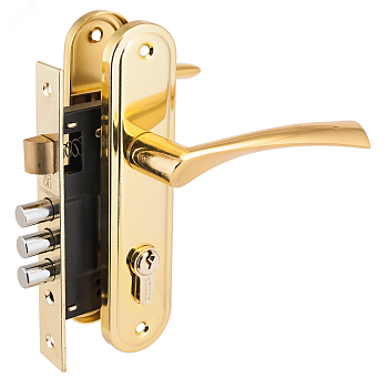 Замок врезной с ручкой АЛЛЮР 127GP латунь мал. корп.